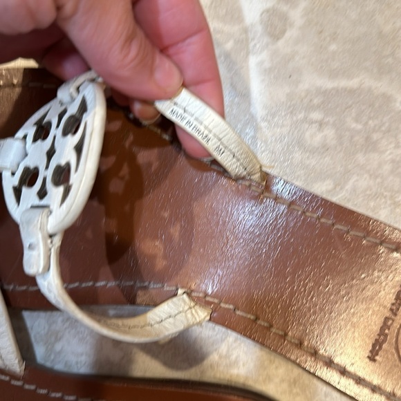 Tory Burch Mini Miller Cream Leather Sandals 9 - Picture 3 of 7